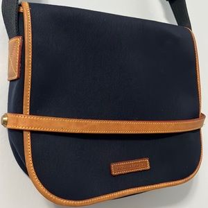 Dooney & Bourke Navy and Tan Crossbody Messenger Bag